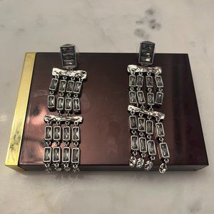 Kendra Scott Jack Silver Statement Earrings in Charcoal Gray Crystal